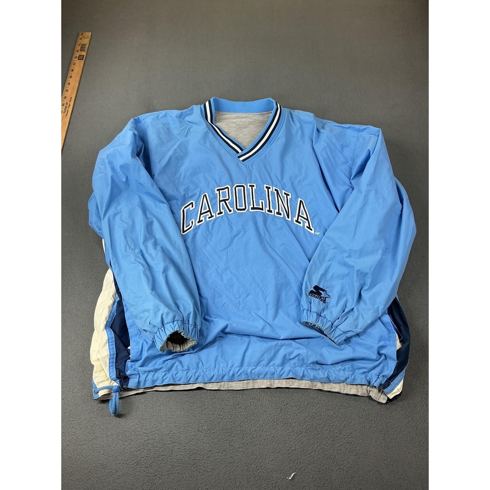 Vintage Starter Carolina Pullover Mens XL Blue Windbreaker Reversible Pockets